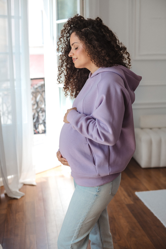 Felpa premaman e per allattamento Milk&love Motherhood oversize violetto tenue