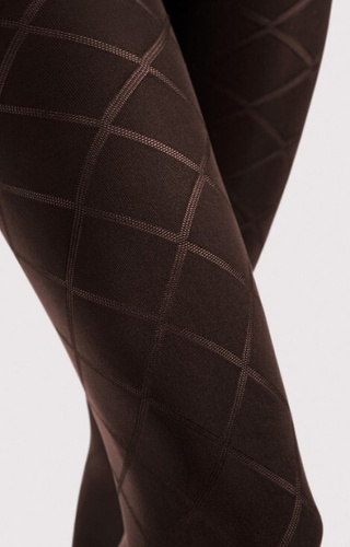 G 6129 Fusil Collant Fiore 40 den mocca rombi geometrici, microfibra