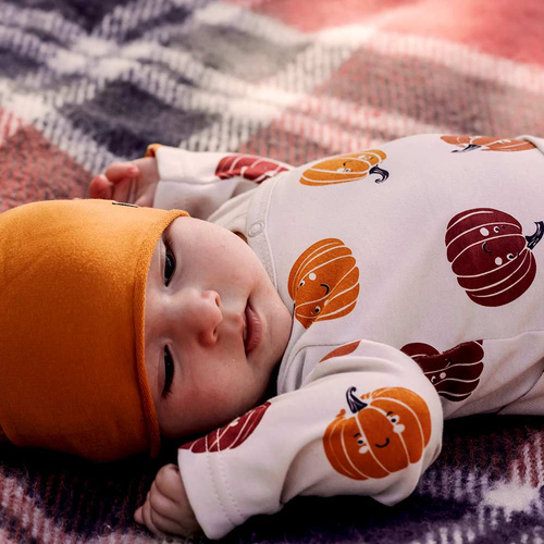 Body da bambino senza cerniera Eevi Halloween - ecru, zucche, cotone