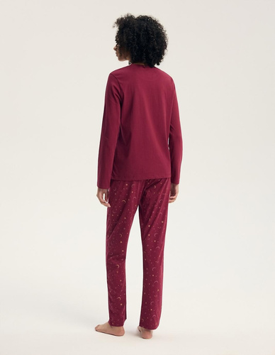 Pigiama da donna Henderson 45439 Gilly Carmine 100% cotone manica lunga