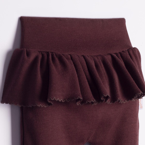 Nicol Hania 226017 Pantaloni bambina 100% cotone con balza marrone