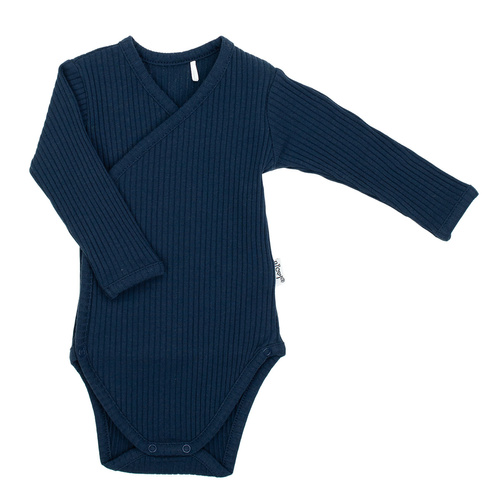 219096 Body bambino Willy Nicol in cotone blu navy a costine senza bottoni - manica lunga