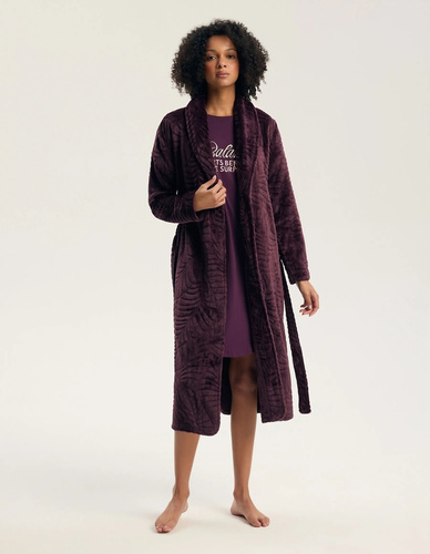 Henderson Gata 45414 Accappatoio Donna Dark Violet Morbido con Tasche