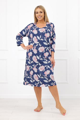 Koszula nocna Italian Fashion Ardizja 100% cotone con fiori e maniche 3/4
