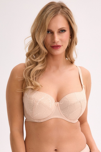 Gaia BS 0758 Micaela beige reggiseno a coppa intera - pizzo, spalline regolabili, elegante e confortevole