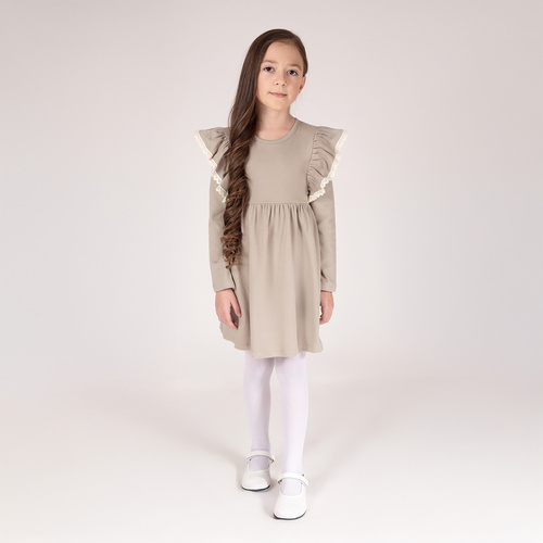 212169 Abito Tola Nicol per bambina - 100% cotone, manica lunga, balze, lavorazione a lucido