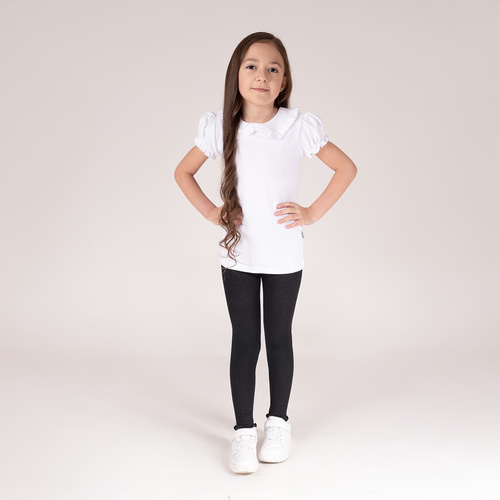 141523 Leggings Nicol a coste per bambina - cotone con elastan, volant, nero