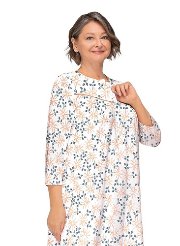 Bogna II 204 Camicia da notte Martel 38 - camicia da notte in cotone color senape con maniche lunghe, abbottonata, ideale come regalo per la nonna