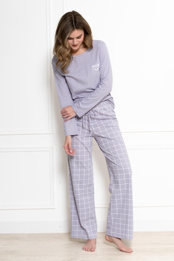 Pigiama donna Leveza 1781 Laura lilla 100% cotone orsetto a quadri