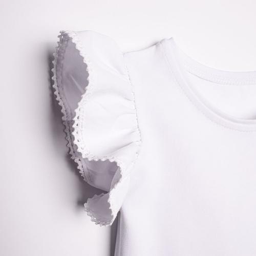 Blusa 220138 Nicol bianca cotone con pizzo elegante bambina