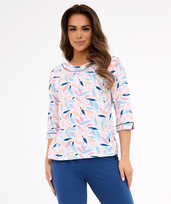 Amelia 732/452 Pigiama donna Cornette blu pennino - cotone, manica 3/4, comfort e stile