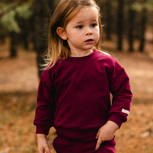 Felpa da bambino Simply Comfy Eevi - oversize, 100% cotone, bordeaux