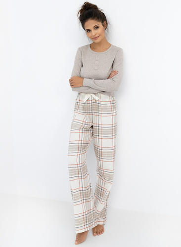 Pigiama da donna Angelina Sensis - camicetta melange e pantaloni di flanella a quadri