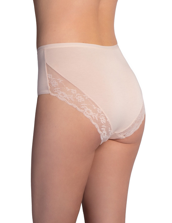 Slip midi salmone-mocca LAMA L-VIS 1602 MD alti in viscosa con pizzo 2-pack