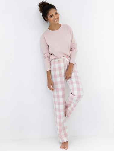 Pigiama da donna Saylor di Sensis - Pantaloni a maniche lunghe in cotone e flanella a quadri