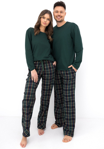 Sensis Logan pigiama uomo 100% cotone pantaloni a quadri verdi