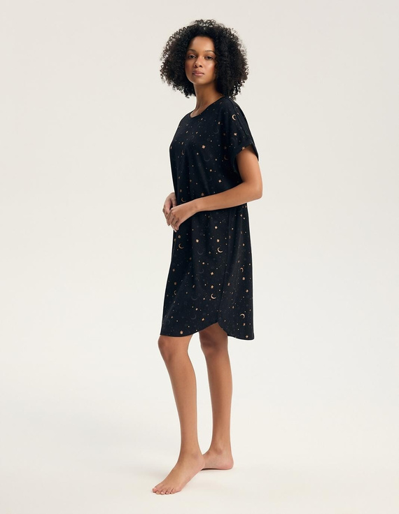 Koszula nocna damska Henderson 45441 Gilly nera 100% cotone