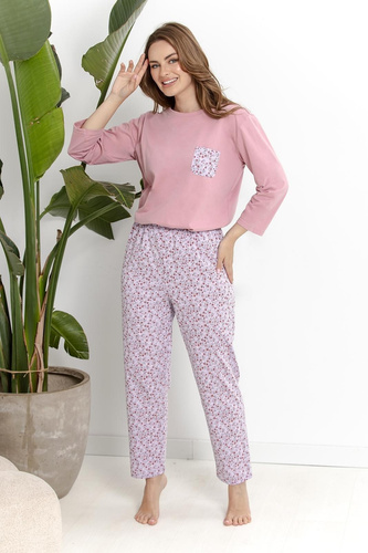 Pigiama donna Taro Agnessa 3629 rosa polvere 100% cotone manica 3/4