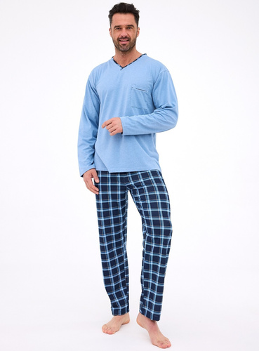 Pigiama uomo 122/304 Richard Cornette blu - cotone, manica lunga
