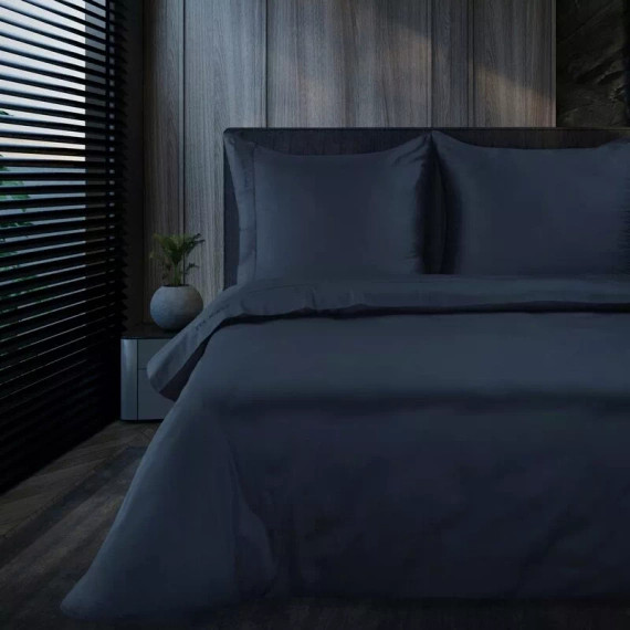 1F Elegante biancheria da letto in raso Eva Minge Eurofirany blu navy | macrosatin 100% cotone