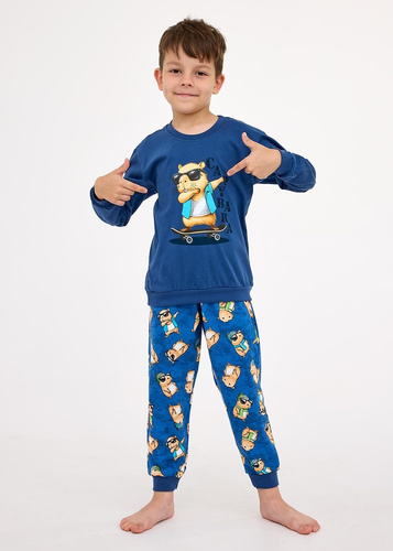 593/177 966/177 Pigiama da bambino Cornette Capybara | Cotone, stampa, manica lunga, pantaloni a fantasia
