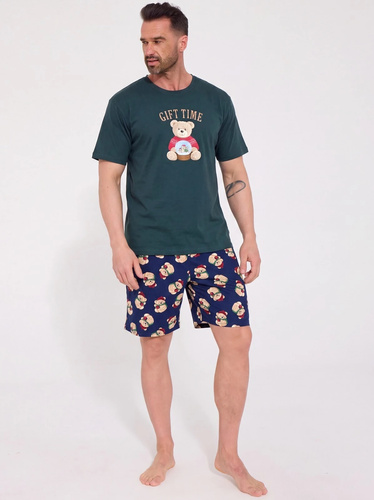 Cornette Gift Time 2 326/351 Pigiama Uomo Corto Verde 100% Cotone