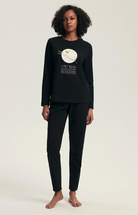 43727 Pigiama donna Dairoku Henderson nero - cotone, lunghezza. maniche e pantaloni