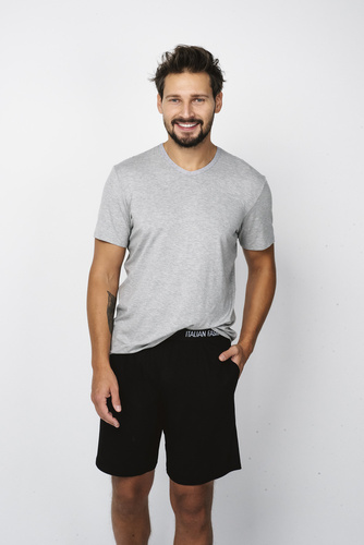 Dallas Pigiama uomo manica corta, pantaloncini Moda italiana- melange/nero