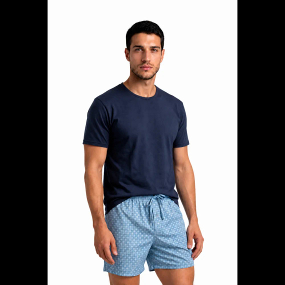 Sesto Senso 2026/02 Pigiama Uomo Corto Blu 100% Cotone