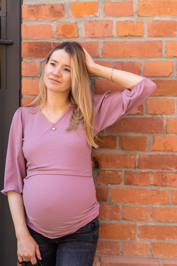 Maglia premaman e allattamento Milk&Love Milky Puff costina maniche buf