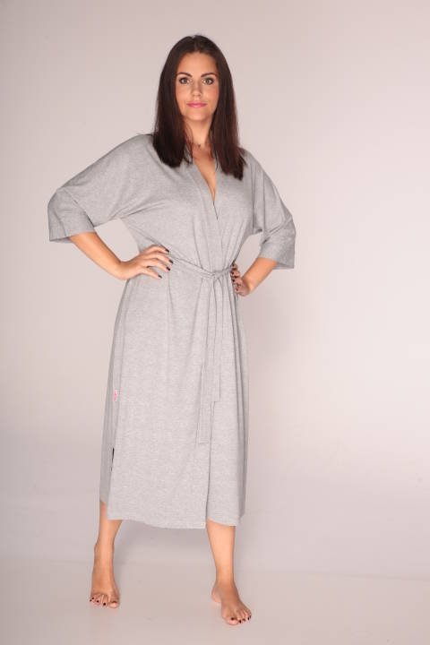 942 Visa Accappatoio lungo De Lafense - melange chiaro