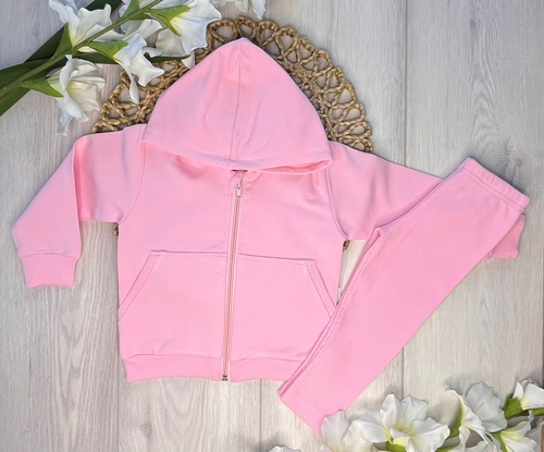 Mamatti DR2154 tuta da ginnastica per bambina - set rosa scuro con cappuccio