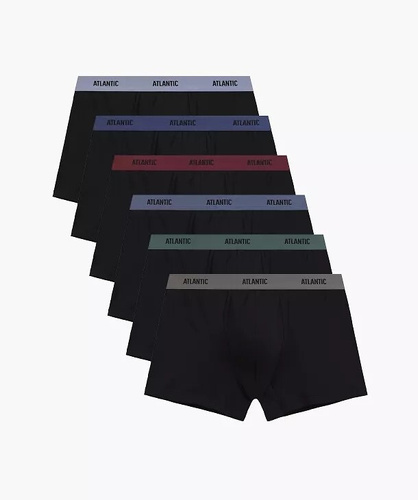Boxer da uomo Atlantic 6SMH-004 A6 nero – confezione da 6, 95% cotone, aderenti