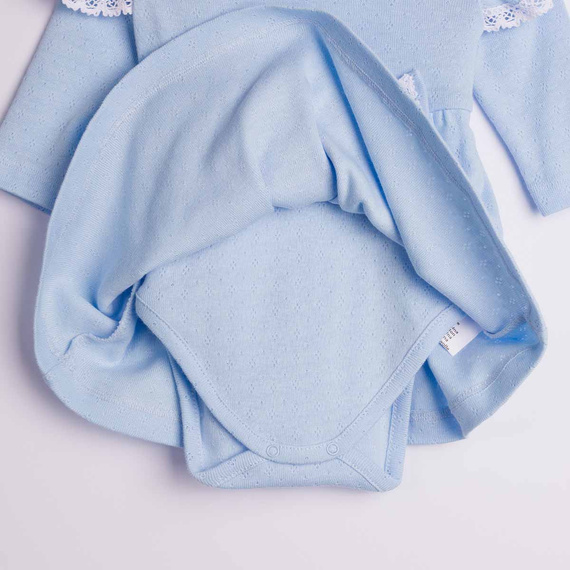 224036 Nicol Abito-Body Bambina Blu 100% Cotone Traforato