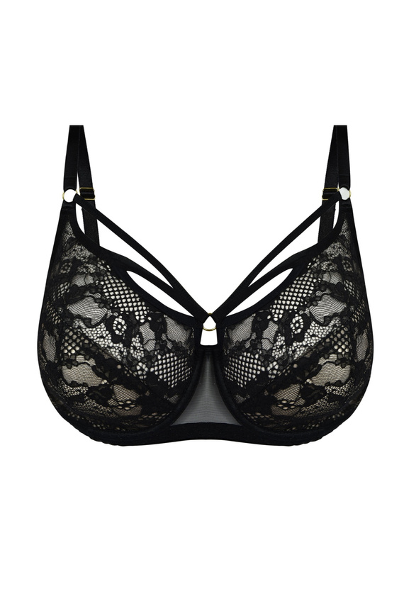 19252 Mediolano Spider Soft Bra - Sensuale, pizzo nero | Strisce decorative che formano una ragnatela | Ideale per seni grandi