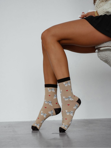 0200.196 Gatti e cuori Milena - calze da donna, Beige