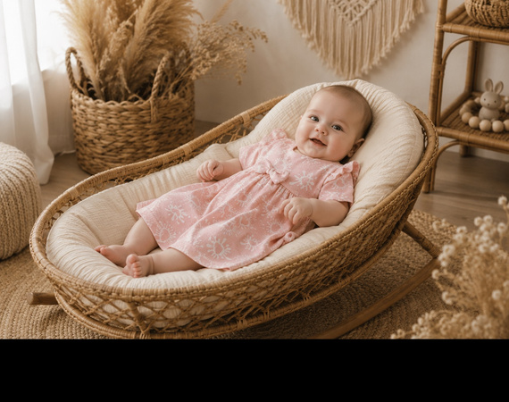 Sukienka niemowlęca Mamatti SK16332 rosa in cotone con cuoricini