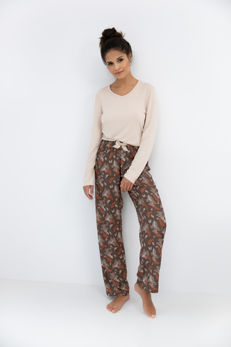 Pigiama da donna Shelby Sensis - viscosa, maglietta a maniche lunghe e pantaloni a fantasia