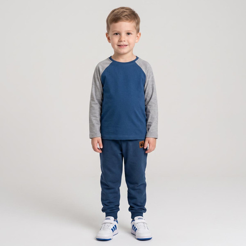 228139 Nicol FARMA Maglietta raglan bambino azzurro grigio mélange cotone