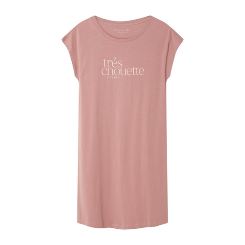 Camicia da notte da donna 44490 Emela pesca Henderson, 100% cotone, manica corta, mezza scollatura rotonda