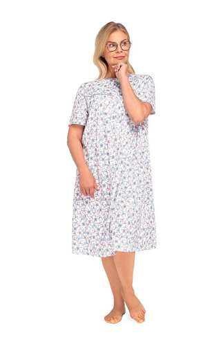203 Bogna I Camicia da notte da donna Martel 30 blu e rosa - cotone, manica corta, non abbottonata