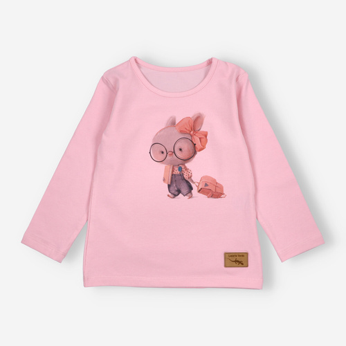 KAR-3011 Camicetta da bambina a maniche lunghe Lagarto Verde rosa - elegante, cotone, produzione polacca