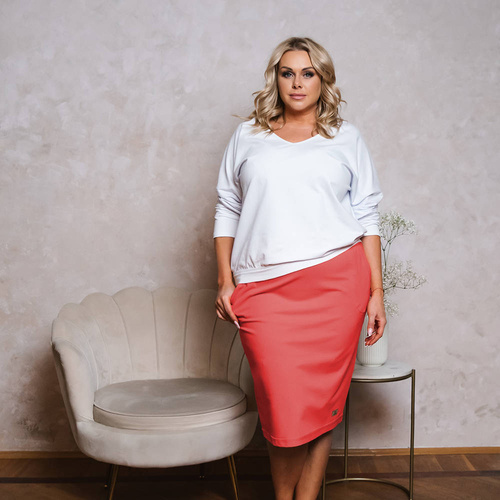 Gonna midi Karina donna Moda italiana - corallo