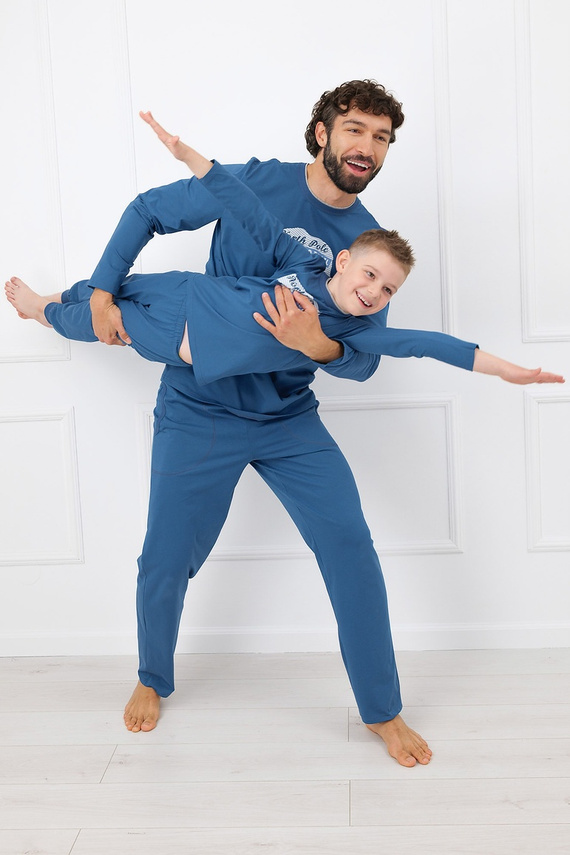 Pigiama uomo Gordo - cotone classico, polo e pantaloni con tasche Italian Fashion - melange