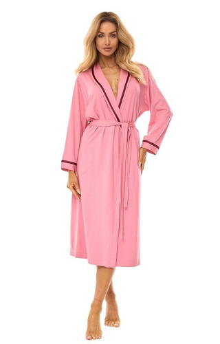 2506 Vestaglia lunga da donna in viscosa L&L rosa - leggera e traspirante