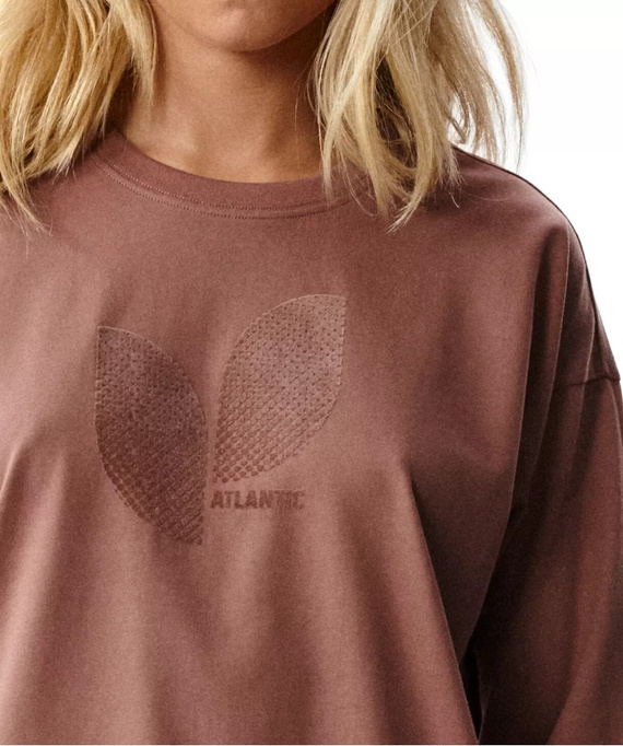 Atlantic NLP-517 Pigiama Donna Lunga 100% Cotone con Polsini marrone