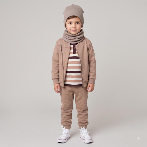 227273 Nicol BENEK Felpa bambino stile ramonesca marrone in cotone con zip