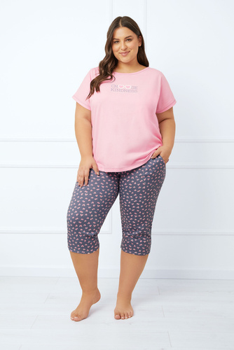 Lotte Pigiama donna manica corta, pantaloni 3/4 Moda italiana - rosa/stampa