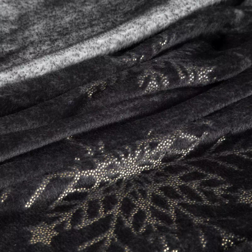 Eurofirany Coperta natalizia nera oro fiocchi di neve - morbido copriletto in microfibra, 240 g/m²