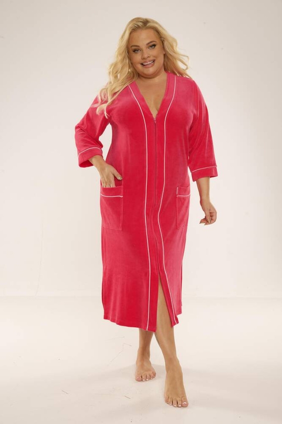 974 / 352 Vestaglia da donna in Velour Forex - lampone